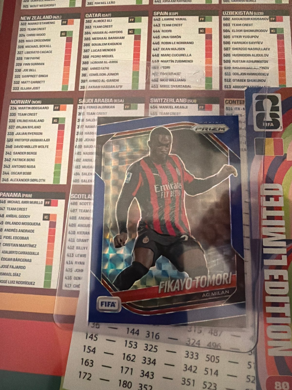 Fikayo Tomori AC Milan Prizm Limited Edition Kaart, Ophalen of Verzenden, Zo goed als nieuw, Buitenlandse clubs, Spelerskaart