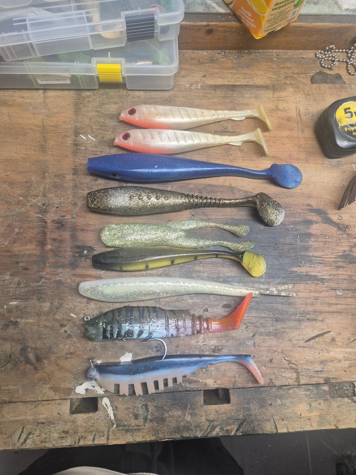Shads set voor snoek/meerval visserij (50-100 gram), Ophalen, Zo goed als nieuw, Kunstaas