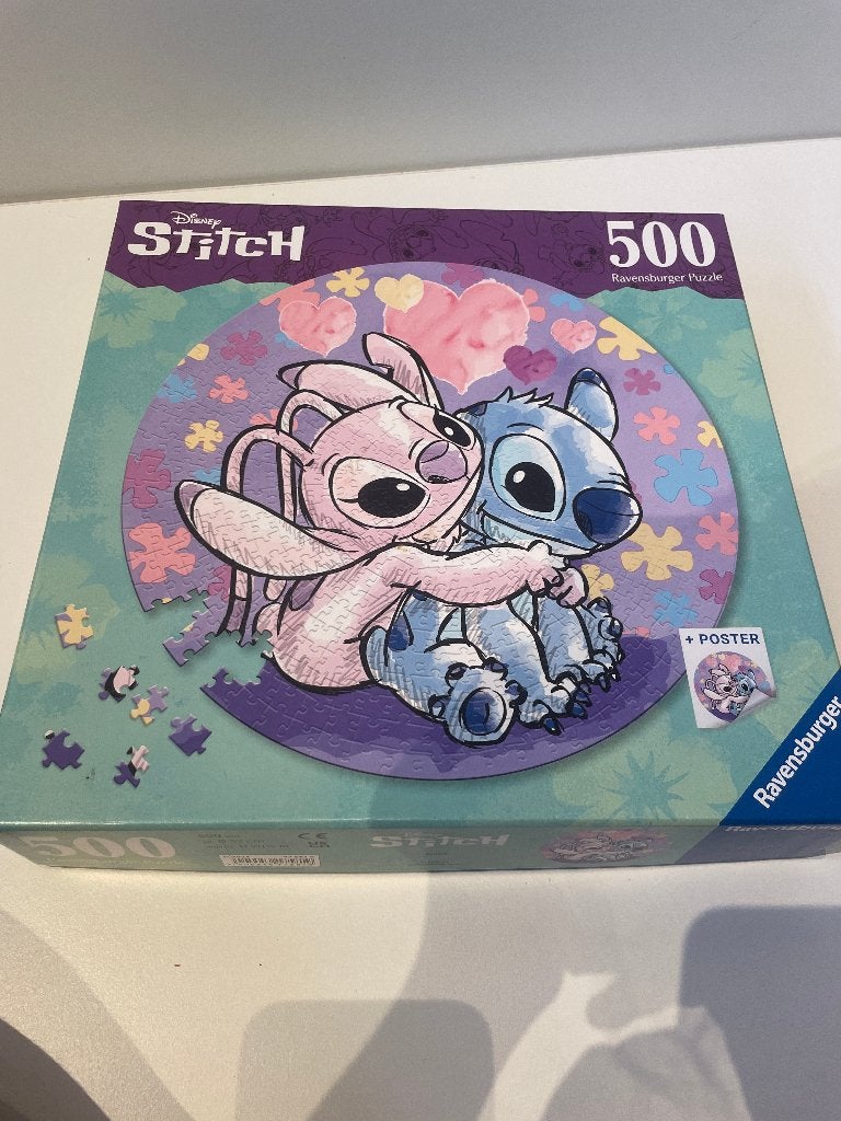 Stitch puzzel 500 stukjes rond, Ophalen of Verzenden, Meer dan 50 stukjes, Zo goed als nieuw, 6 jaar of ouder