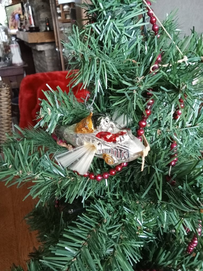 te koop antieke kerstbal kerstman in vliegtuigje, Diversen, Ophalen of Verzenden, Gebruikt