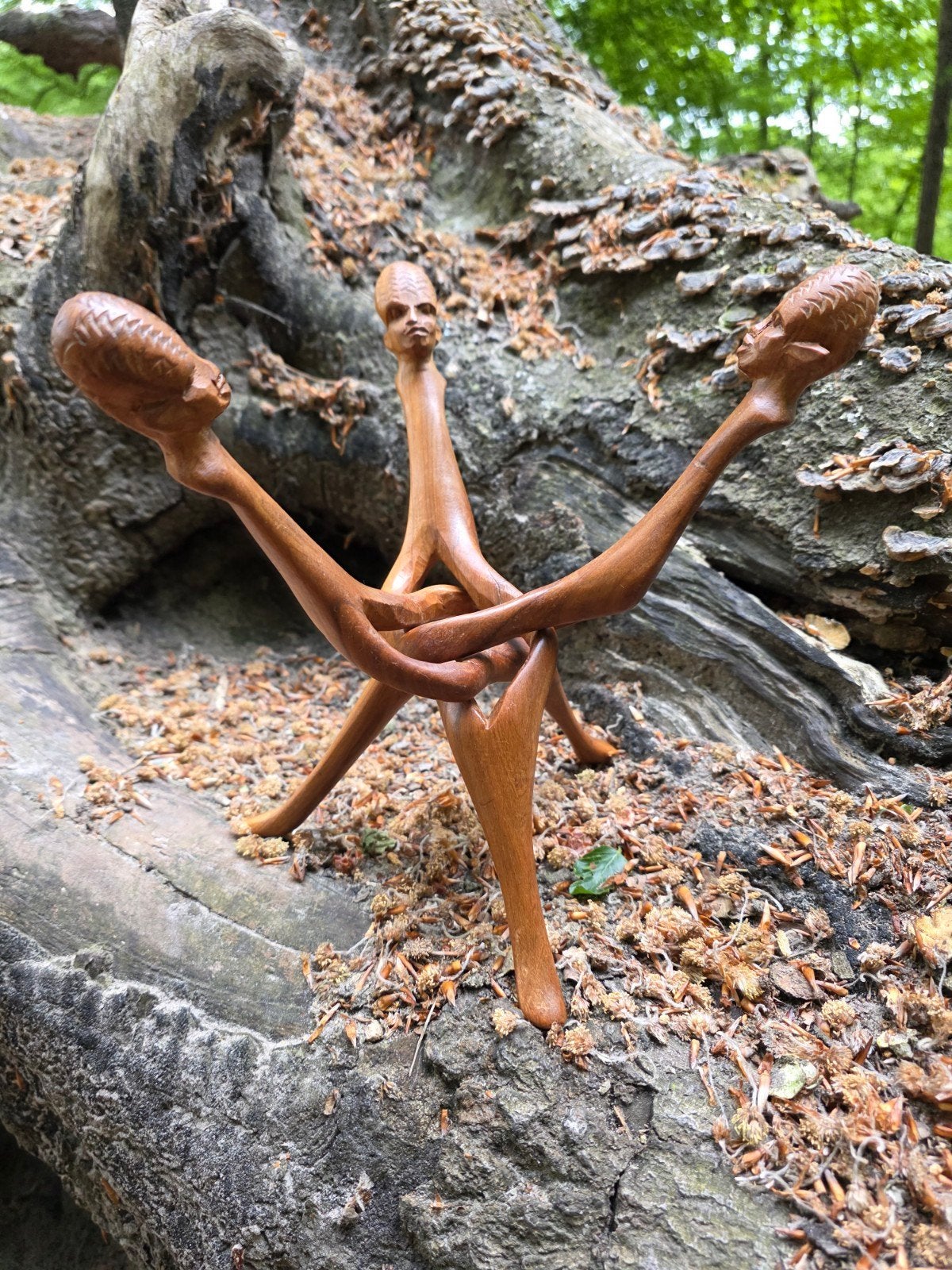 Vintage handgesneden houten sculptuur – Afrikaanse stijl, Ophalen of Verzenden, Handgemaakt, 20 - 50 cm, Hout