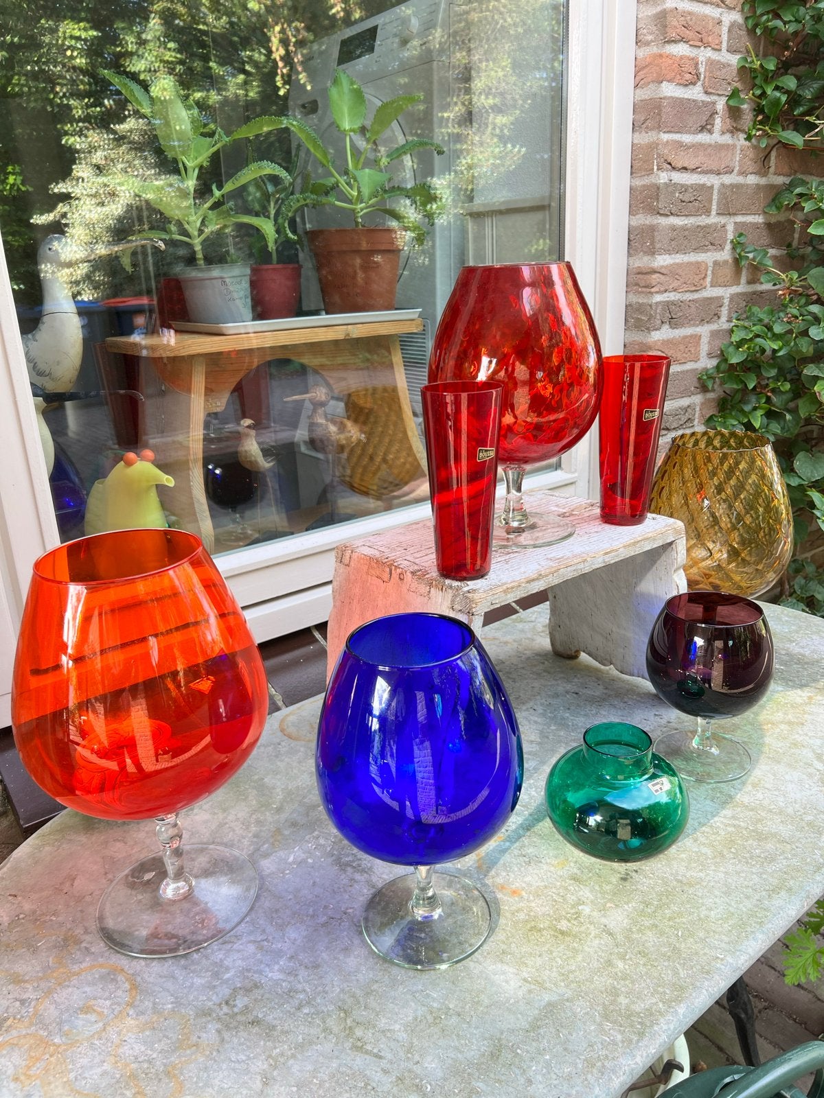 Diverse Gekleurde Glazen Ballonvazen jaren 60/70, Ophalen of Verzenden