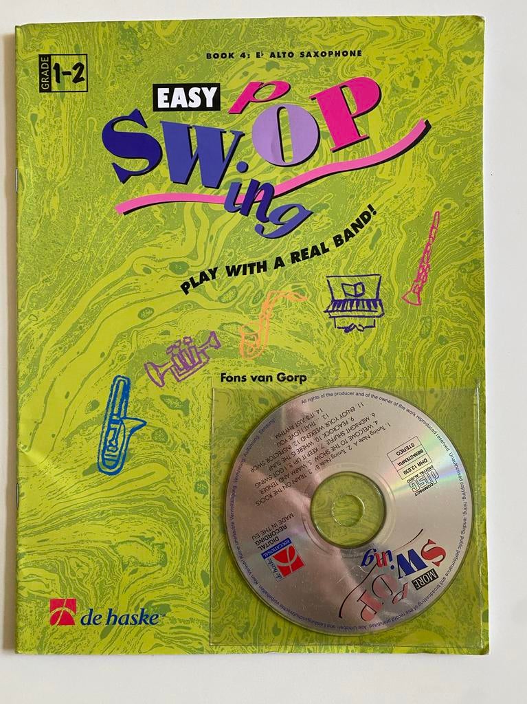 Easy Pop Swing Boek 4 Alto Saxofoon + CD - Fons van Gorp, Muziek en Instrumenten, Ophalen of Verzenden, Zo goed als nieuw, Houtblazer