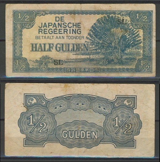 Ned Indie Half Gulden 1942 Japanse Bezetting Biljet c-340, Postzegels en Munten, Ophalen of Verzenden, 1 gulden, Los biljet