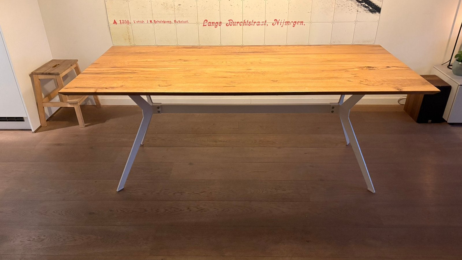 Bodilson eettafel 90x200 eikenhout/wit, Huis en Inrichting, Ophalen, Gebruikt, Eikenhout, 50 tot 100 cm