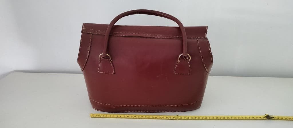 K707 Franse jaren 60 DOKTERSTAS bruin leder, Sieraden, Tassen en Uiterlijk, Tassen | Reistassen en Weekendtassen, 40 tot 60 cm