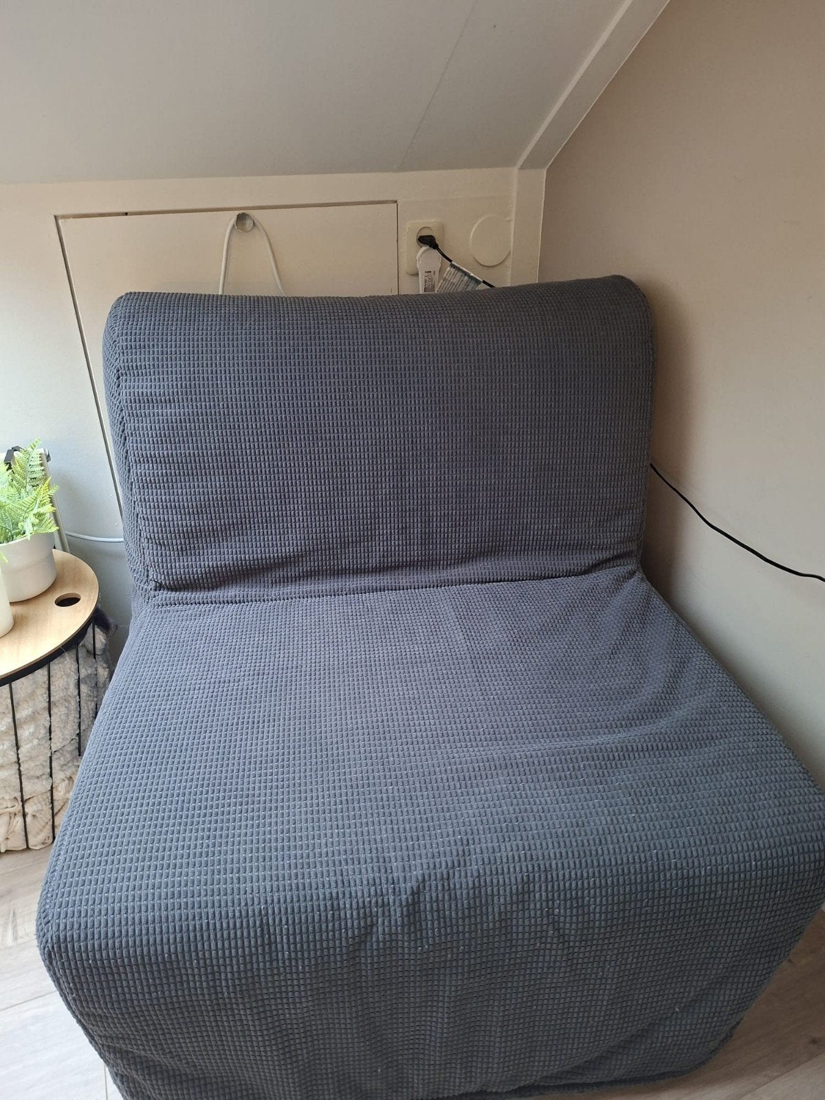 IKEA LYCKSELE LÖVÅS Slaapfauteuil, donkergrijs, Ophalen, 90 cm, Eenpersoons, Zo goed als nieuw