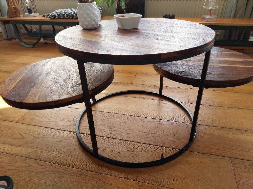 Bijzettafel, 45 tot 60 cm, Rond, Zo goed als nieuw, Hout