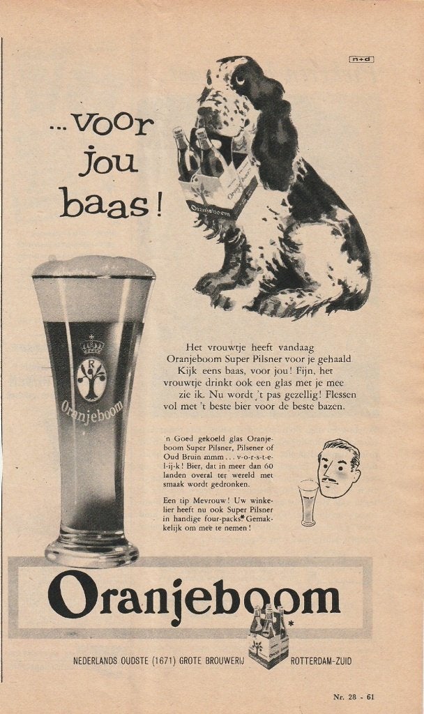 retro reclame 1956 Oranjeboom bier kijk eens baas, Verzenden, Overige typen