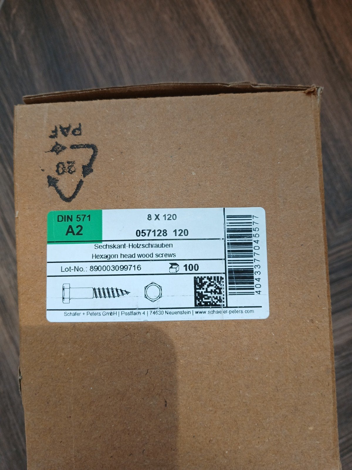 A2 RVS Houtschroeven M8 x 120 mm (77 stuks), Ophalen of Verzenden, Nieuw, Rvs