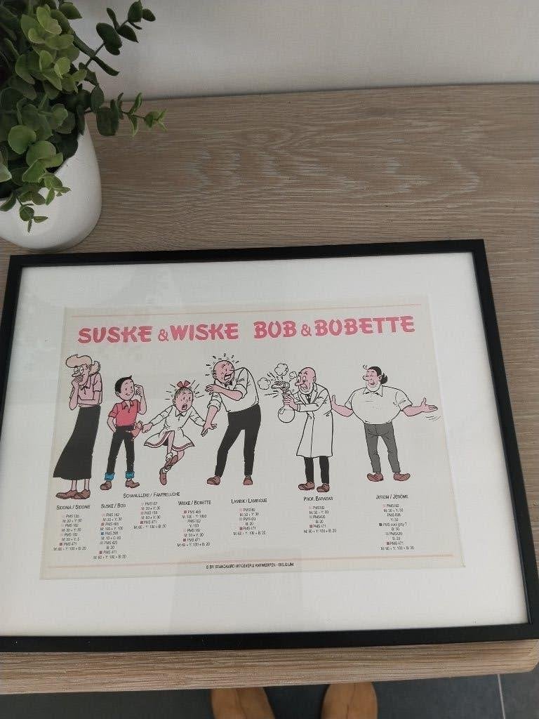 Ingelijste poster/prent , verzamelobject suske en wiske, Met lijst, Ophalen of Verzenden, Zo goed als nieuw, A1 t/m A3