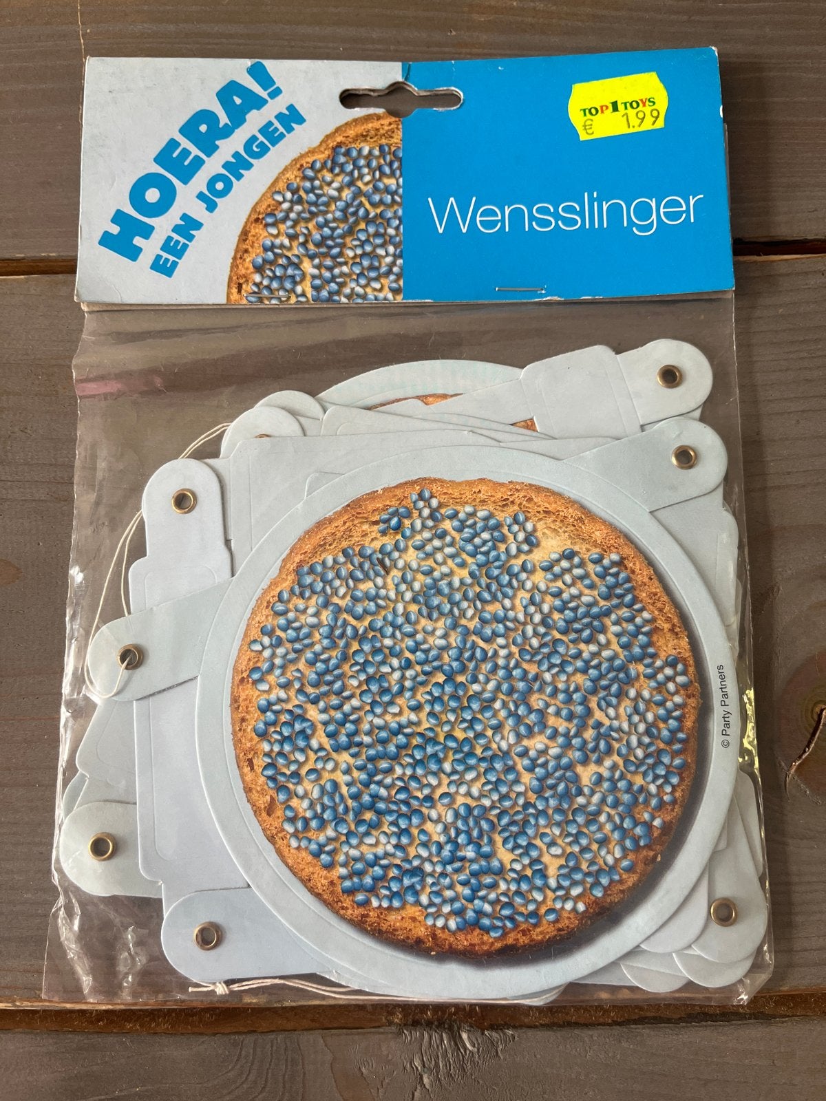 Hoera een Jongen! Beschuit met muisjes wensslinger, Ophalen of Verzenden, Nieuw, Versiering, Geboorte of Huwelijk