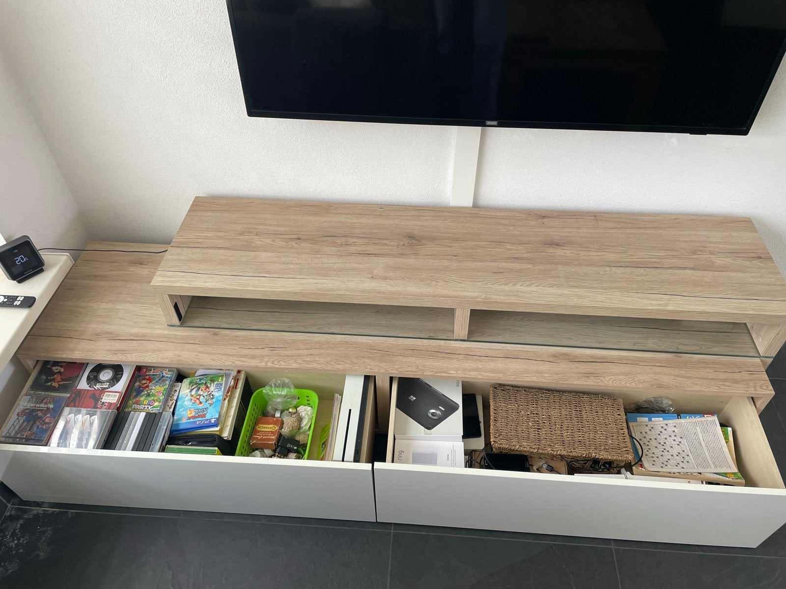 Moderne TV-meubel met opbergruimte, Ophalen, Zo goed als nieuw, 200 cm of meer, Minder dan 100 cm