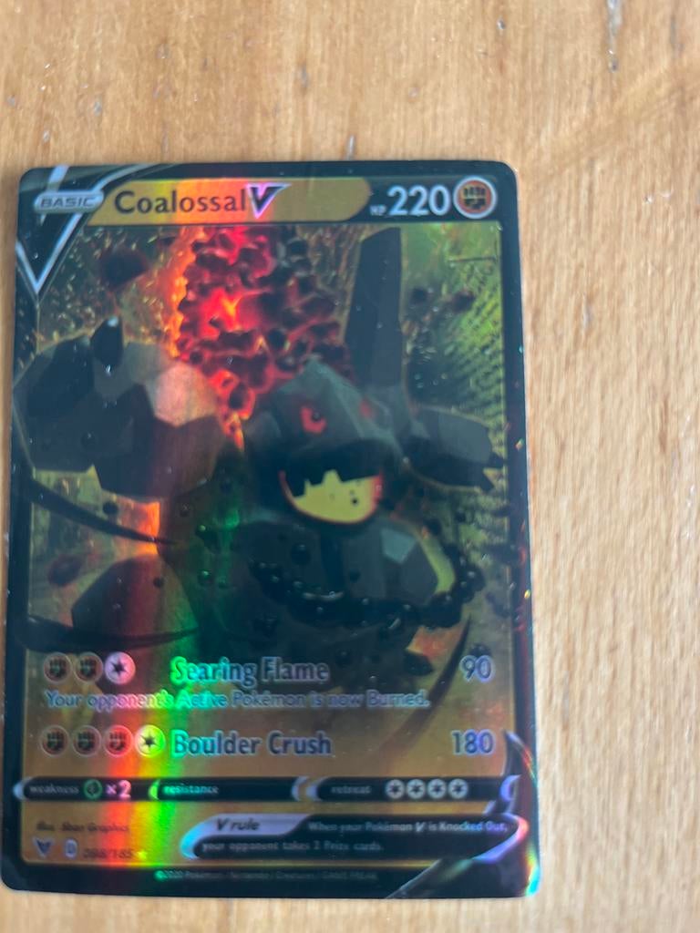 Pokémon TCG Coalossal V (398/185) - Darkness Ablaze, Ophalen of Verzenden, Zo goed als nieuw, Losse kaart, Foil