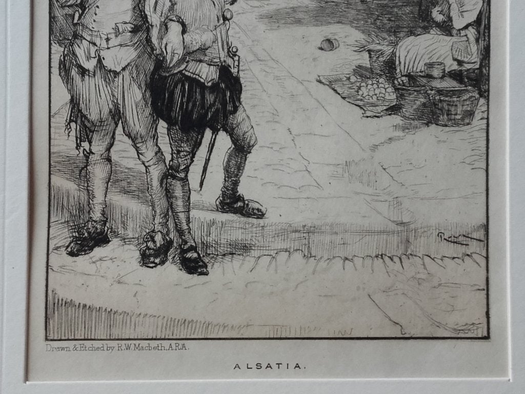 Mooie antieke ets uit Engeland van Alsatia 20,2 cm., 1800 - 1899, Ets, Ophalen of Verzenden, Landschap