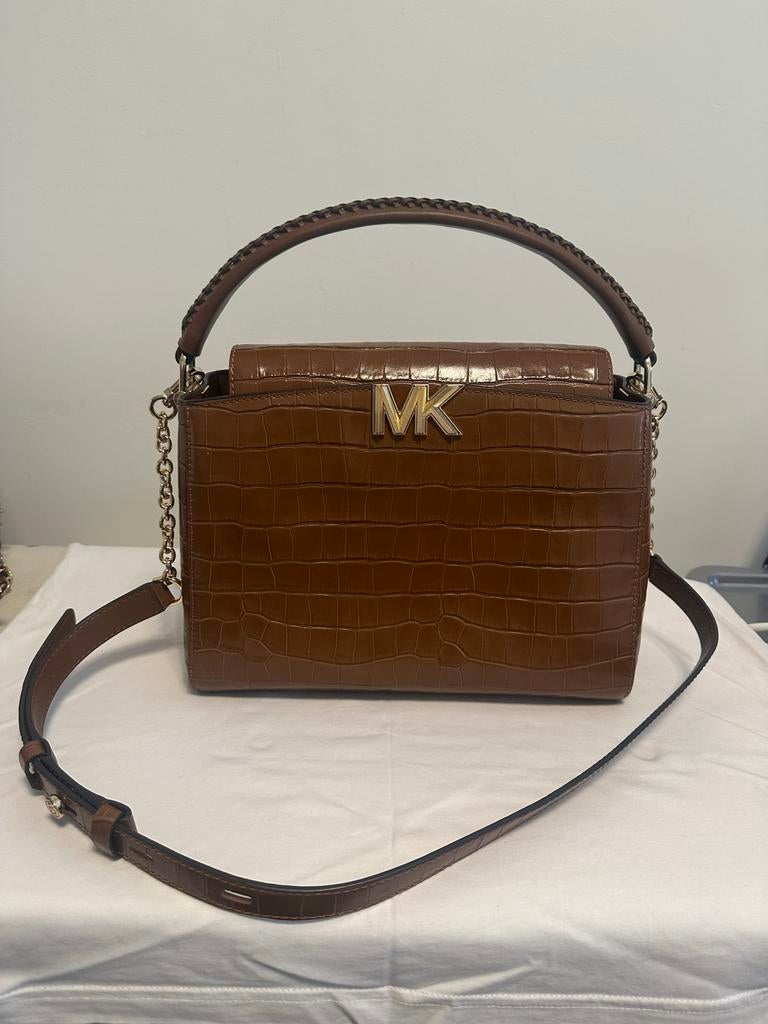 Michael Kors tas bruin met croco print, Ophalen of Verzenden, Gebruikt, Bruin, Handtas