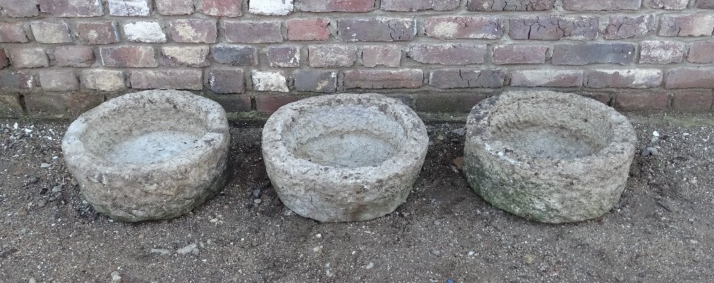 2 maal franse stenen ronde trog drinkbak plantenbak troggen, Antiek en Kunst, Ophalen