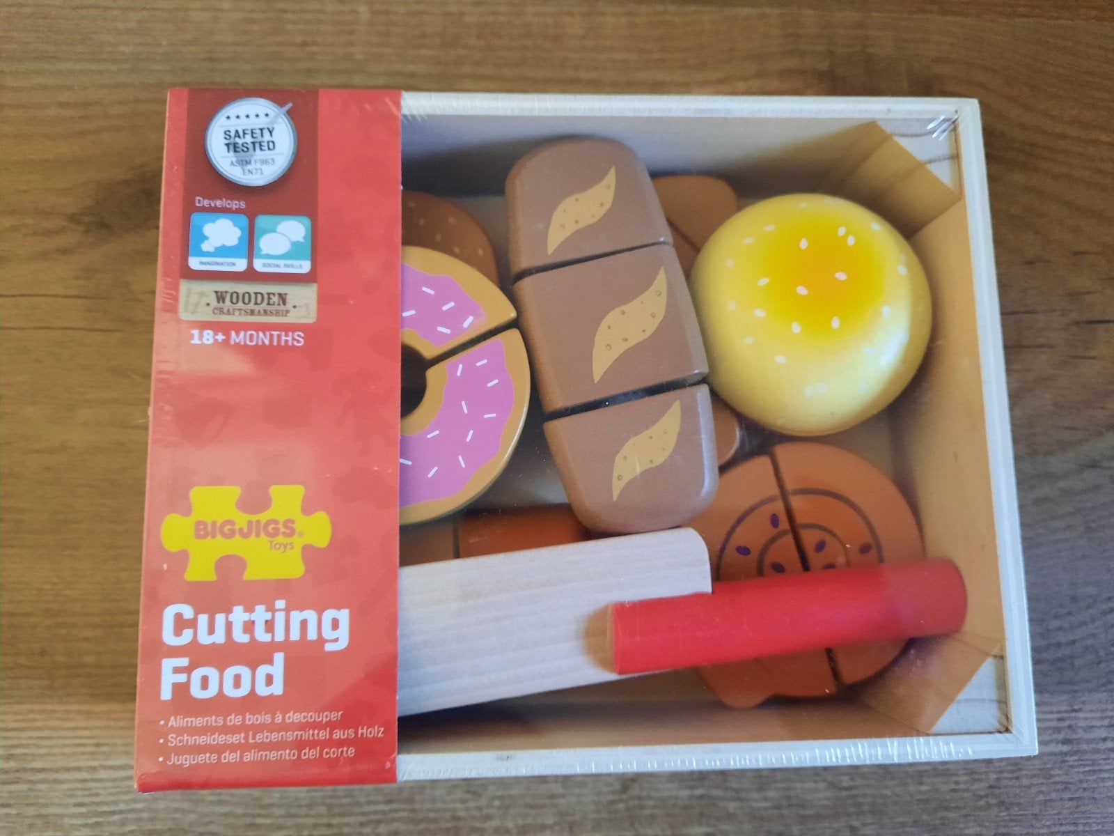 Kistje houten snijbroodjes met klittenband (Bigjigs), Ophalen of Verzenden, Nieuw, Hout, Speelkeuken-accessoire