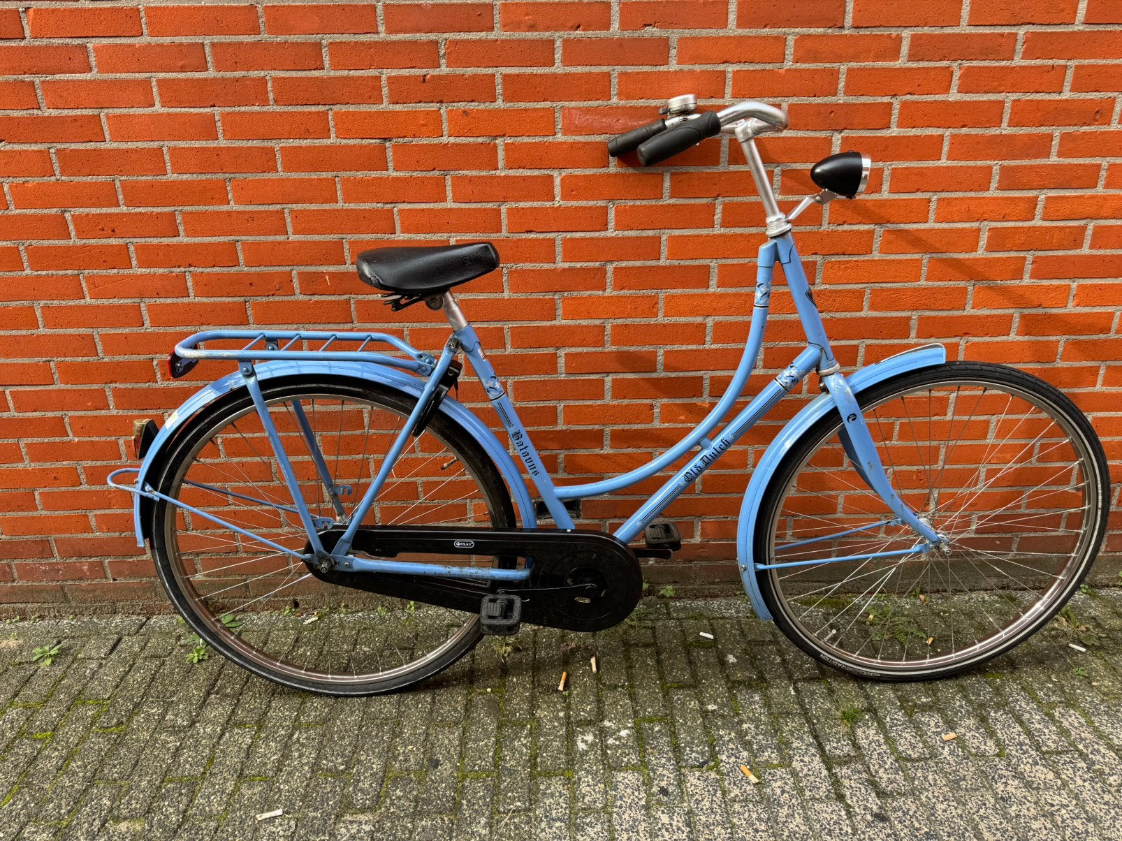 Blauwe oma fiets 28 inch stadsfiets Batavus Old Dutch 57cm, 56 cm of meer, Ophalen, Zo goed als nieuw, Terugtraprem