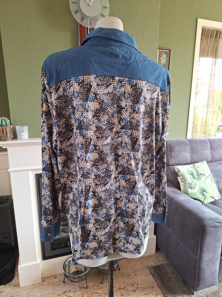 K-Design blouse 2XL XXL spijker look, K-design, Maat 46/48 (XL) of groter, Zo goed als nieuw, Verzenden