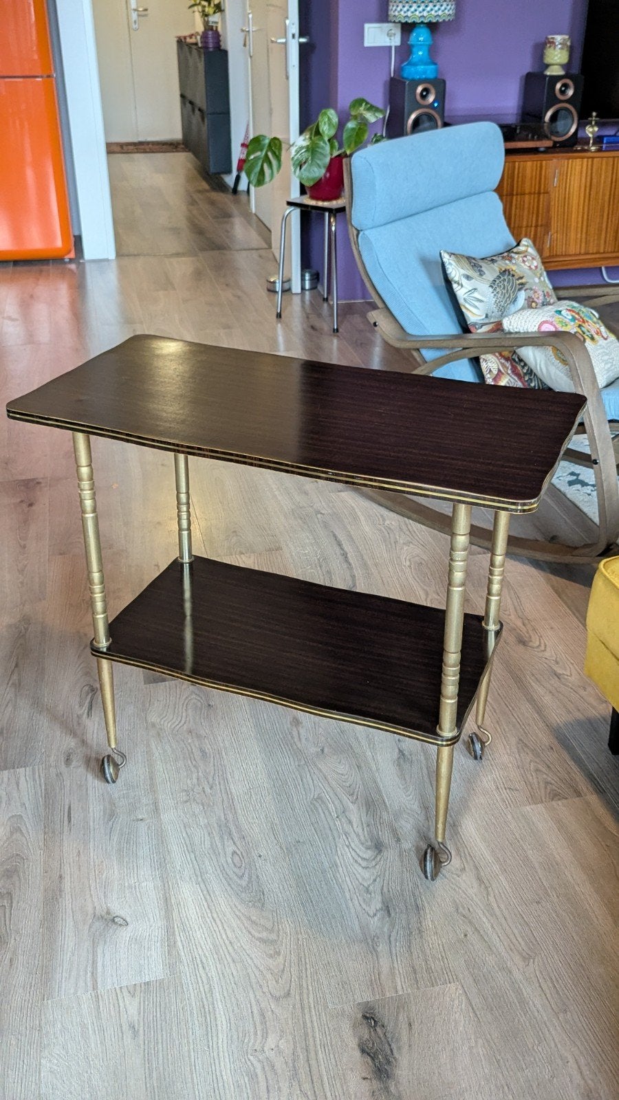 Vintage Formica Thee Trolley / Bar Jaren '60 - '70, Ophalen