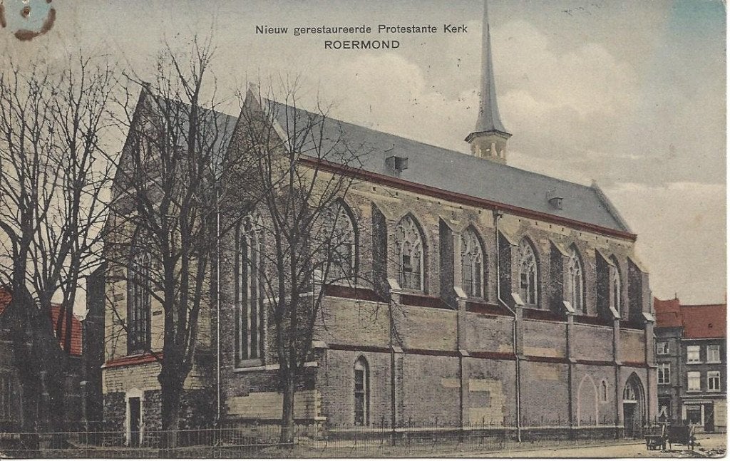 Roermond (L.) Gerestaureerde Prot. Kerk, Tramstempel 1911, Ophalen of Verzenden, Voor 1920, Gelopen, Limburg
