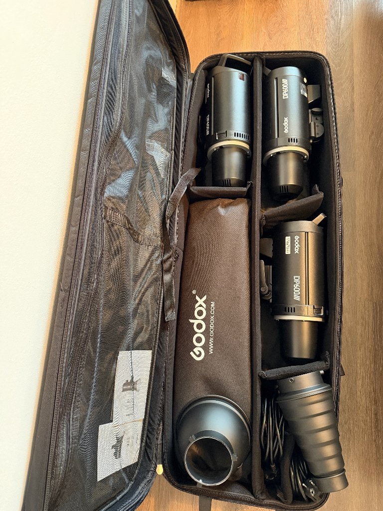 Godox DP600III 600W Studioflitsset met 3 flitsers, Lamp of Flitsset, Ophalen of Verzenden, Zo goed als nieuw, Opvouwbaar