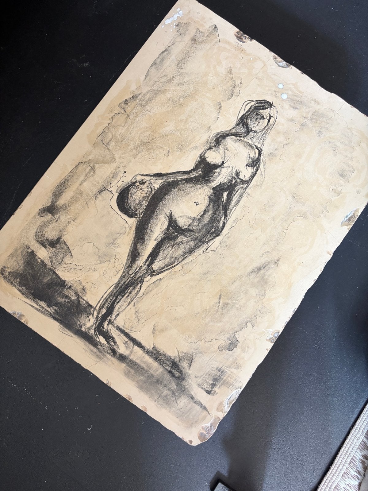 Lithografische steen 45,5 x 60 x 6 cm, Ophalen, 1950 - 1999, Portret, Origineel