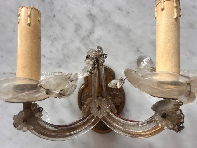 VINTAGE ELEGANTE GLAZEN WANDLAMP, Gebruikt, E14 (klein), Ophalen of Verzenden, Wandlamp
