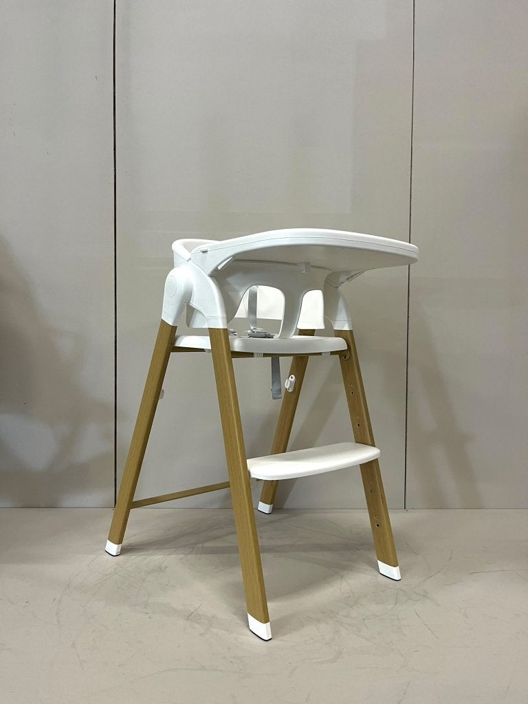 Deryan Luxe Kinderstoel - Inklapbaar - Wit/Houtlook