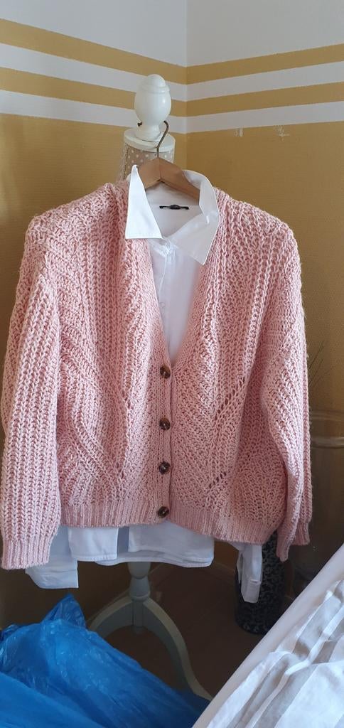 ROZE VEST MAAT M MERK SET + BLOUSE., Ophalen of Verzenden, Zo goed als nieuw, Roze