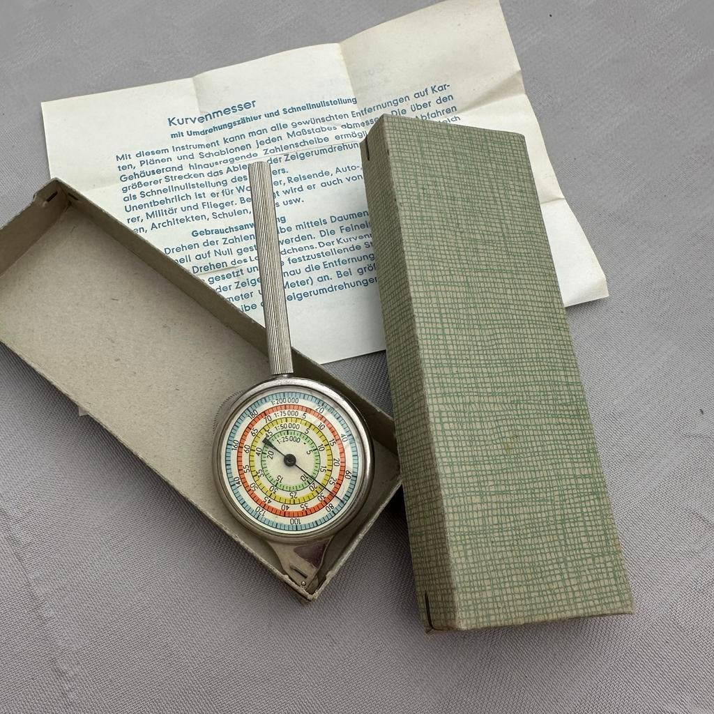 Vintage Kurvenmesser - Kaartmeter met doosje en handleiding, Ophalen of Verzenden