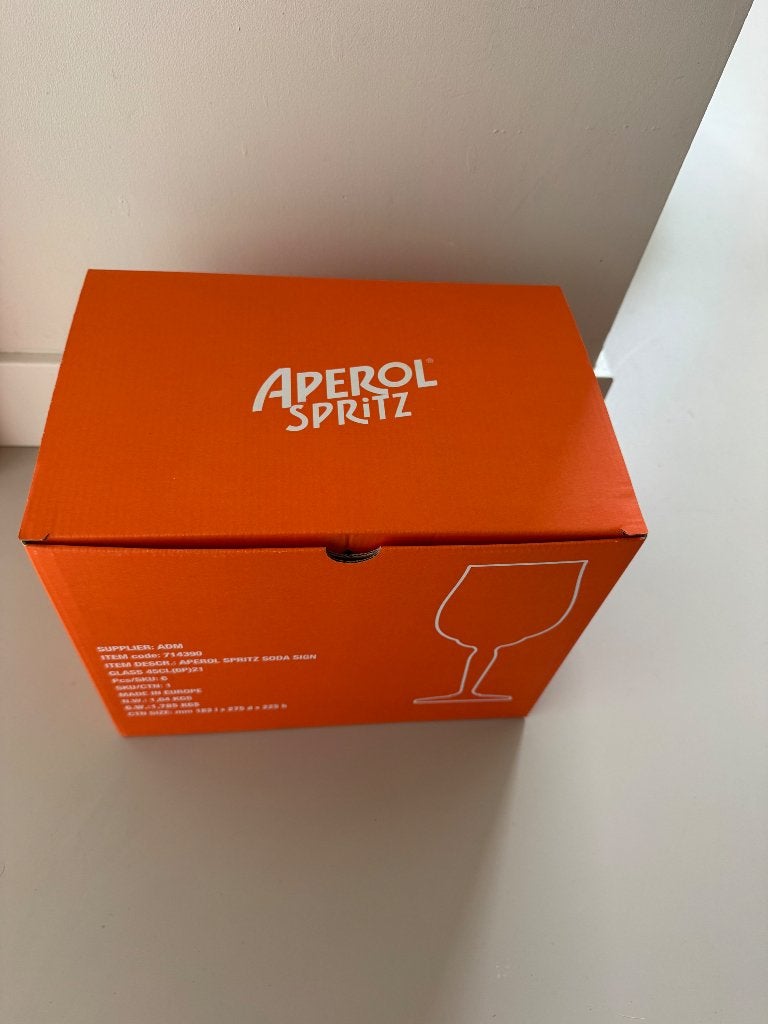 6x Aperol glazen nieuw in doos, Ophalen of Verzenden, Nieuw, Overige typen