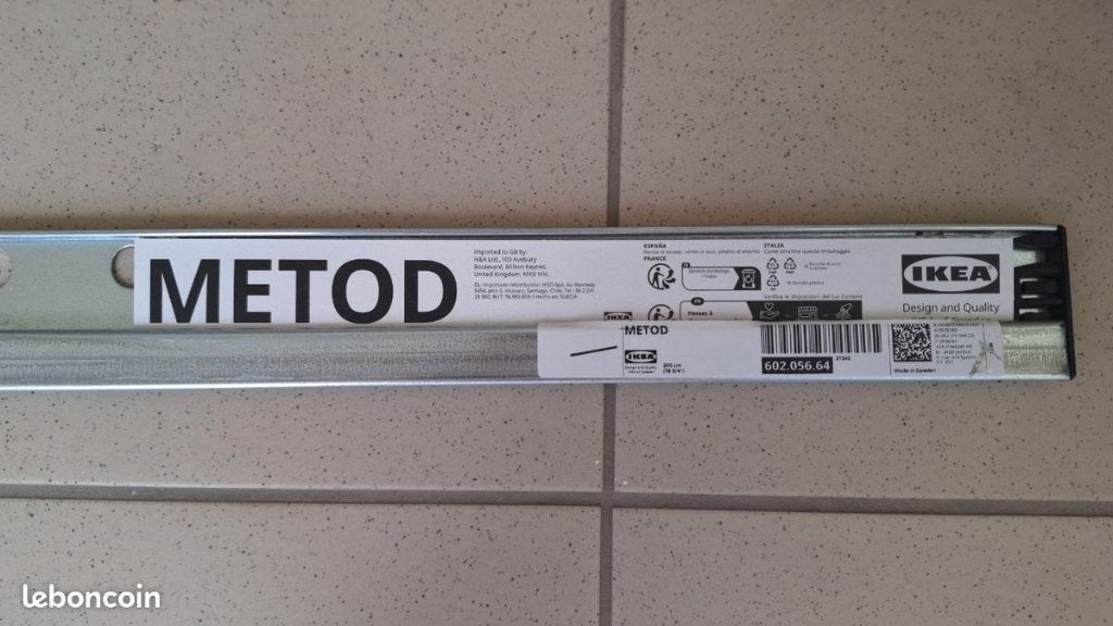 IKEA METOD ophangrail 200 cm (2 stuks), Ophalen, 150 tot 200 cm, Nieuw, Minder dan 25 cm