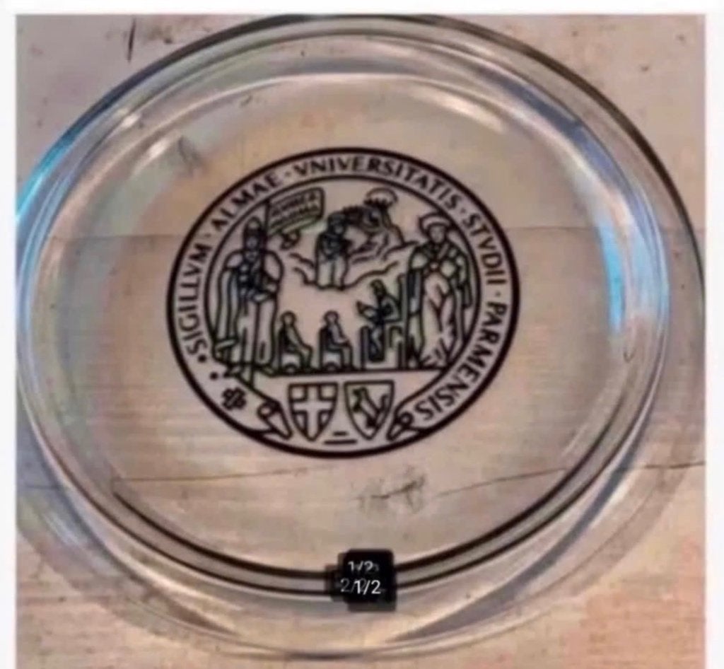 Antiek glazen bord “universitatis” 24 cm, Ophalen of Verzenden, Overige typen