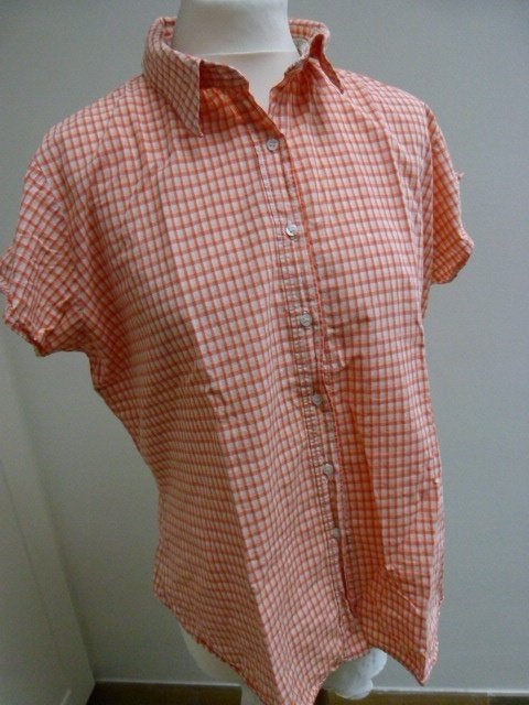 authentic rockies jeanswear vintage geblokte blouse XL, Rockies, Maat 46/48 (XL) of groter, Oranje, Ophalen of Verzenden