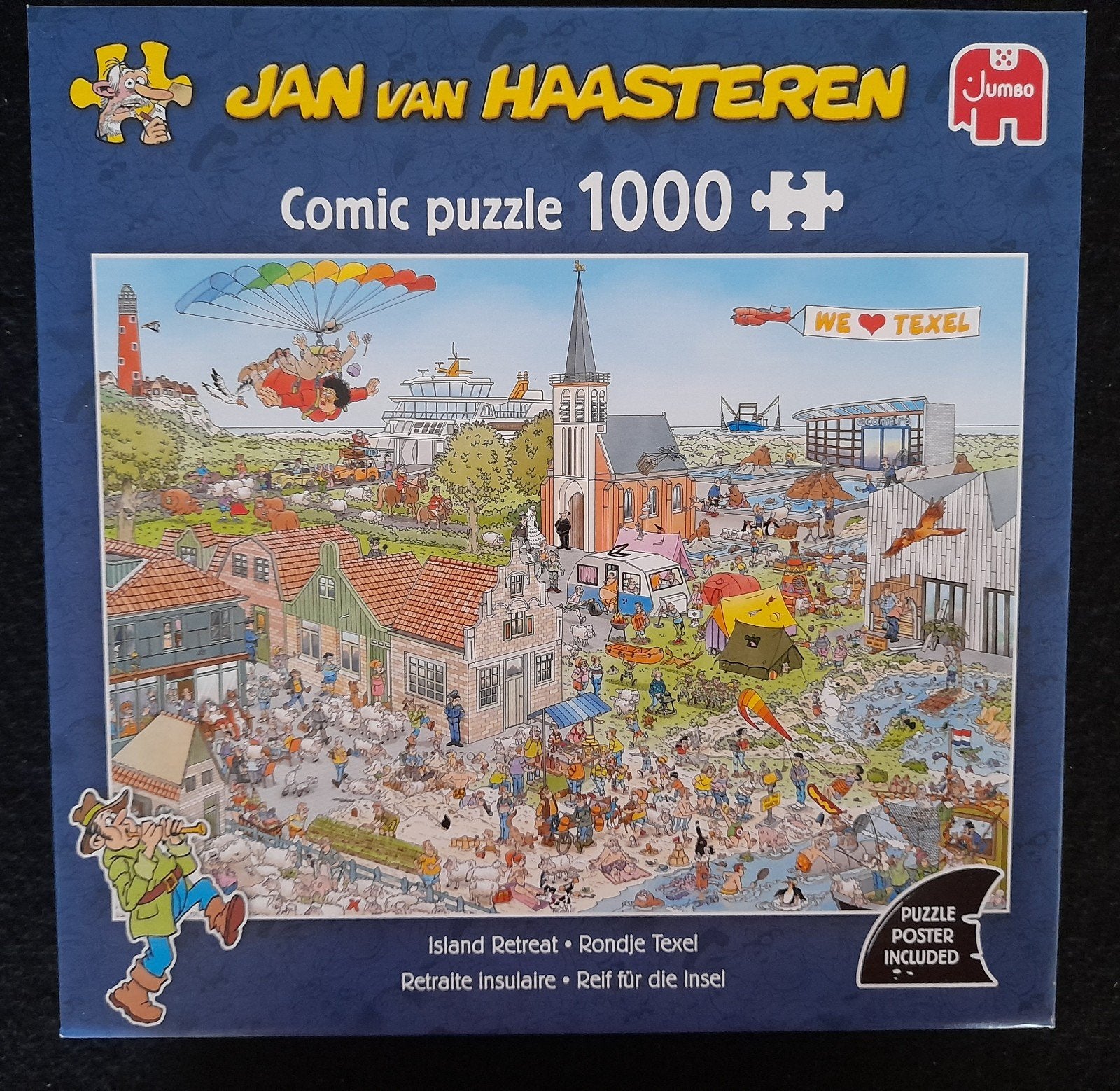 Puzzel Jan van Haasteren Rondje Texel 1.000 stukjes, Ophalen of Verzenden, 500 t/m 1500 stukjes, Zo goed als nieuw