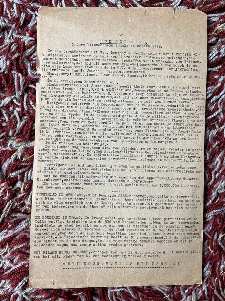 Het Parool 2e bulletin 7 mei 1945, Ophalen, Gelezen, Krant