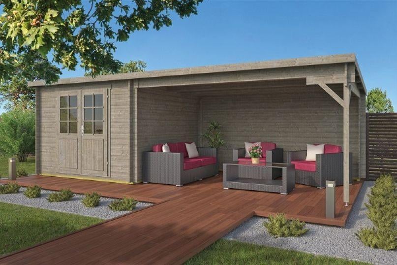 Blokhut - Tuinhuis Charlotta | 28 mm | vuren onbehandeld, Verzenden, Nieuw