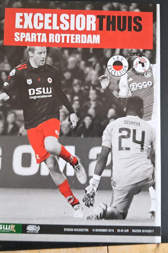Excelsior - Sparta 2016/2017, Ophalen of Verzenden, Zo goed als nieuw, Overige binnenlandse clubs, Boek of Tijdschrift
