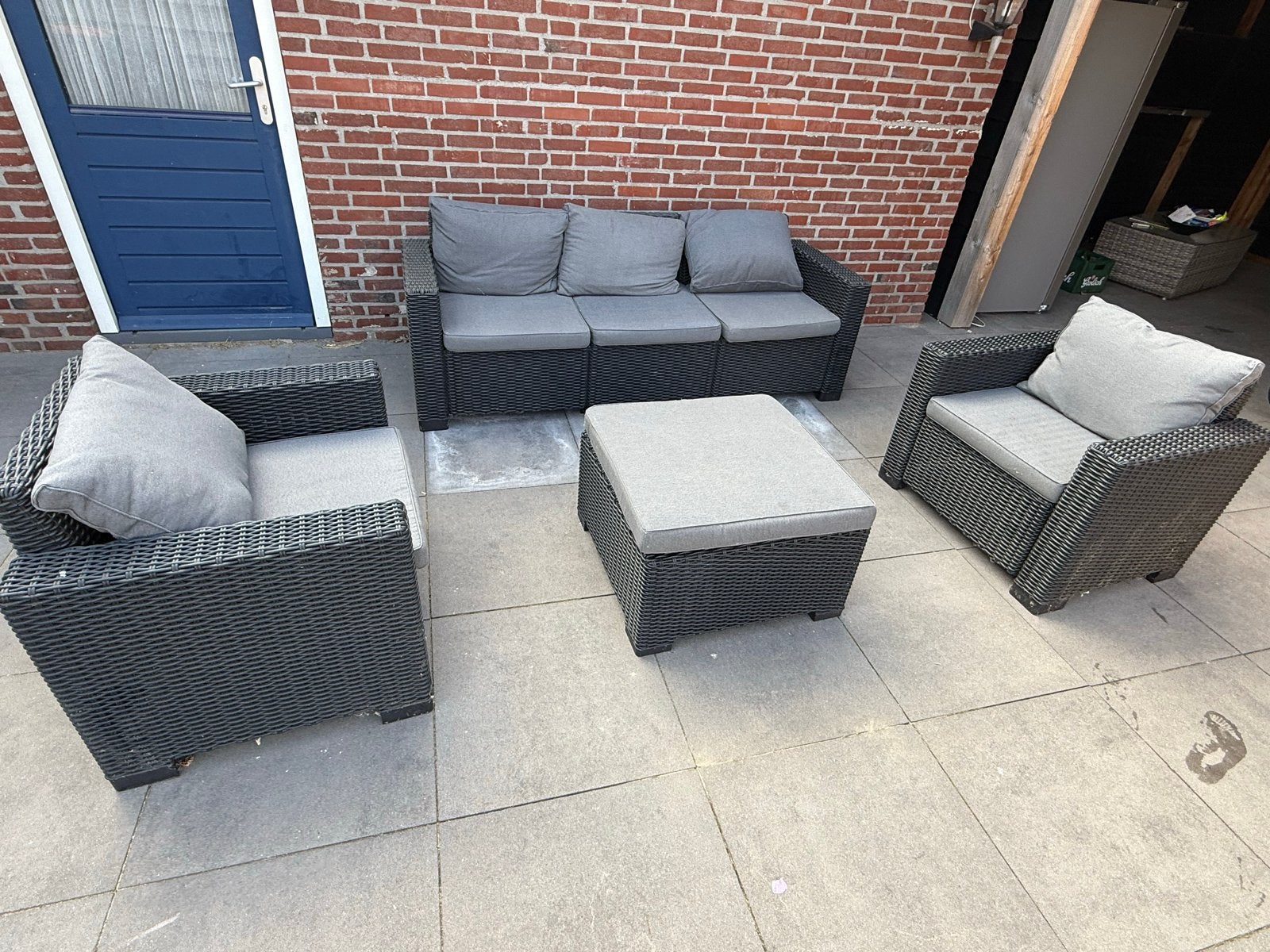 Allibert California loungeset - nette staat, Tuin en Terras, Tuinsets en Loungesets, Ophalen, 5 zitplaatsen, Loungeset, Wicker