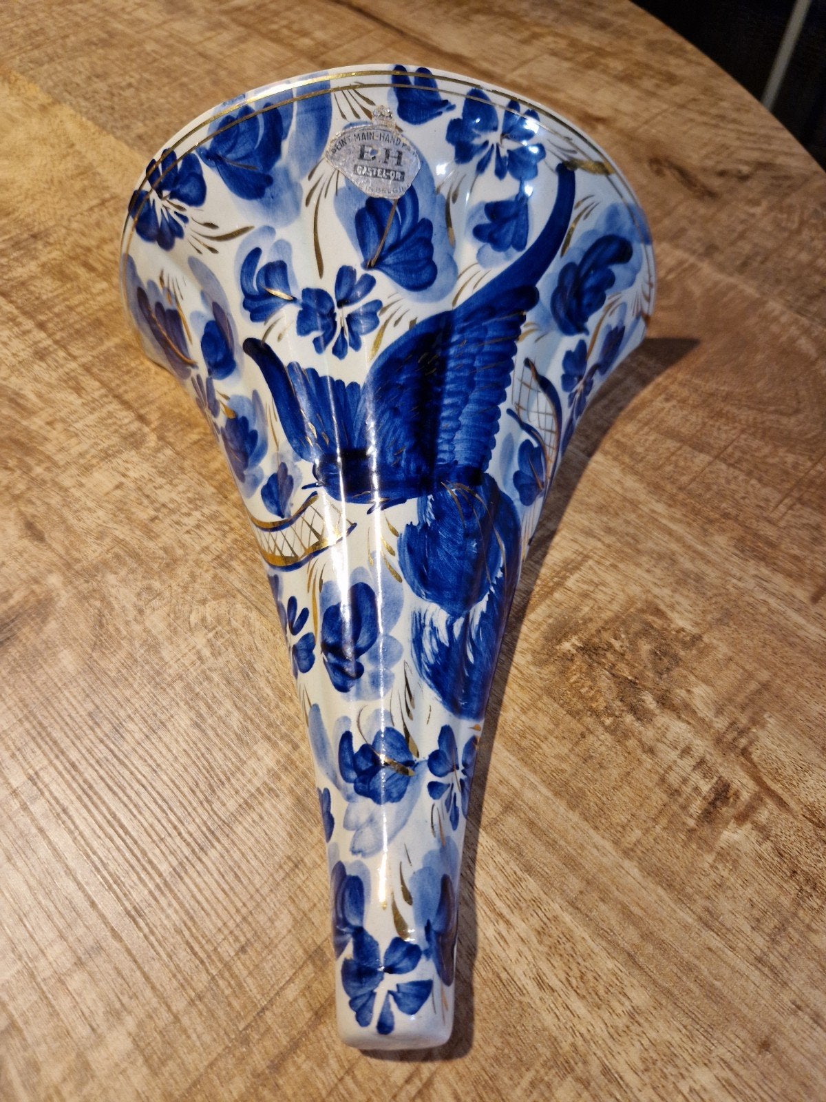 Antieke H. Bequet Quaregnon Wandvaas - Delfts Blauw Stijl, Ophalen of Verzenden