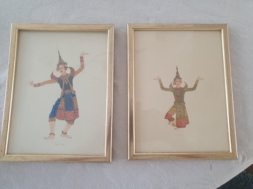 set Aziatische kunst 2x Kim Nittaya Thaise danseres, Ophalen