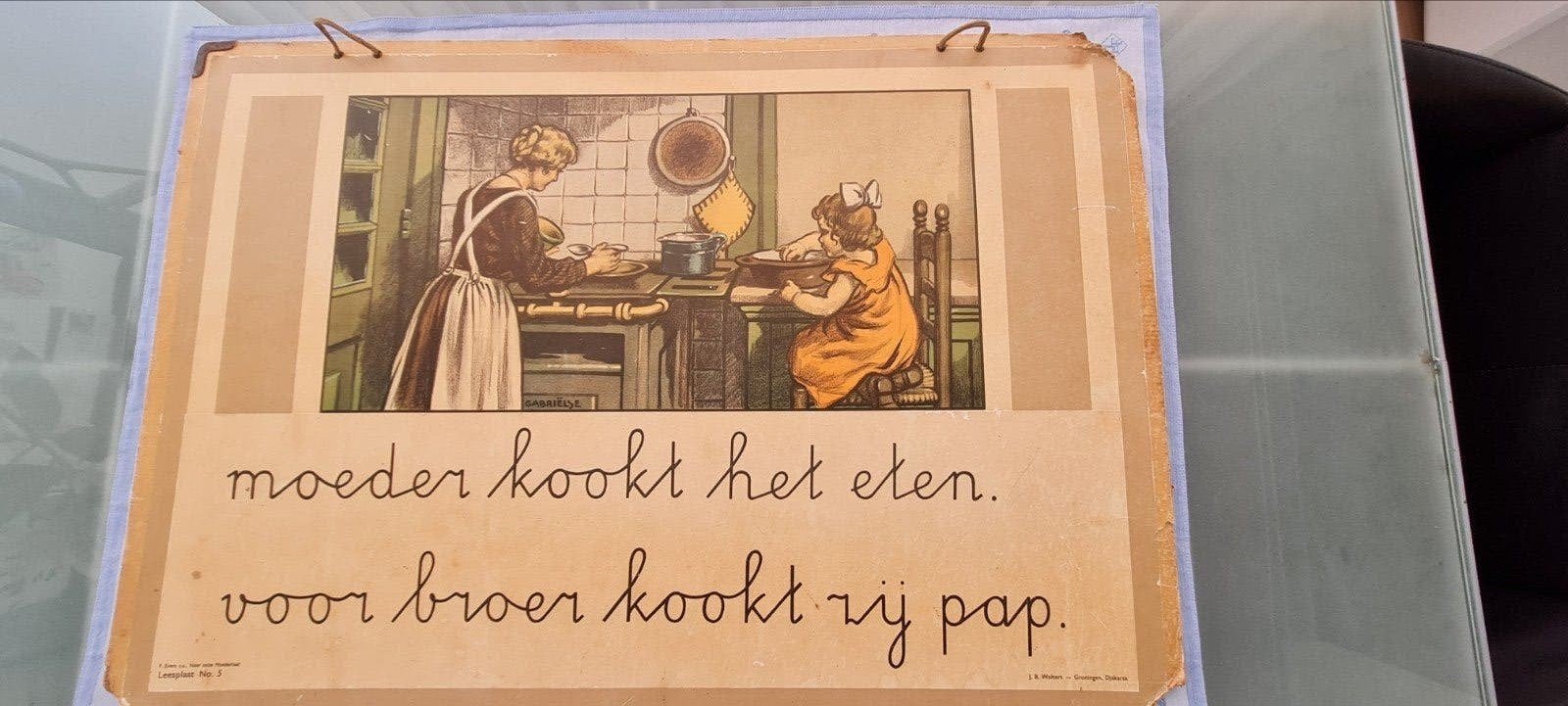 Schoolplaat no. 5 van J.B. Wolters . Aan 1 zijde afbeelding, Antiek en Kunst, Antiek | Schoolplaten, Ophalen, Aardrijkskunde