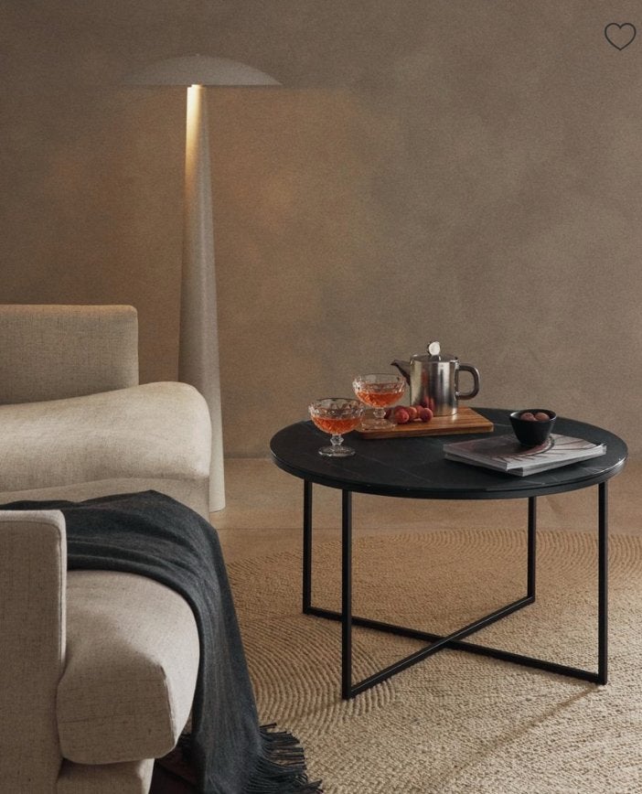 Westwing salontafel zwart marmerlook, Ø 80cm, Nieuwstaat, Ophalen, 50 tot 100 cm, Rond, 50 tot 100 cm