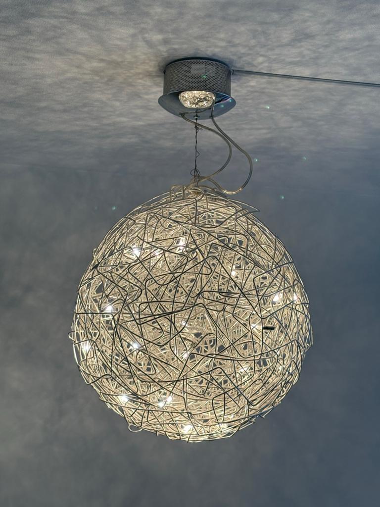 Moderne hanglamp - draadbol design 50 cm diameter (dimbaar), Ophalen, Zo goed als nieuw, Metaal, Draadbol design
