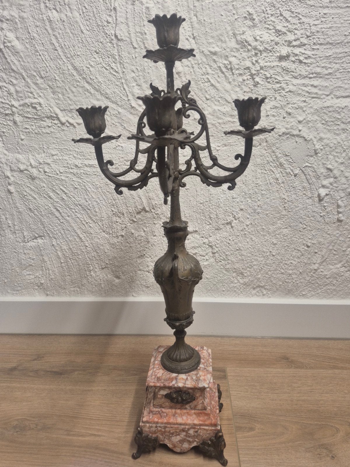 Antieke kandelaar met marmeren voet, Antiek en Kunst, Ophalen