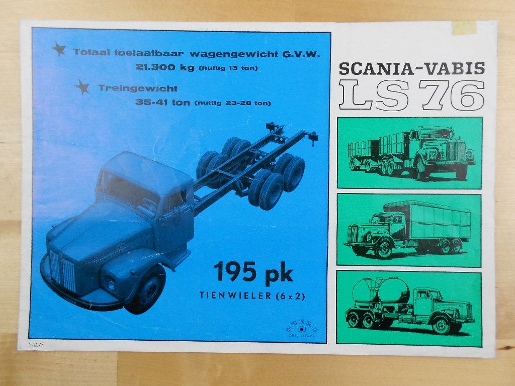 Scania Vabis LS76 ca 1963 Brochure 6x2 LS 76 Torpedo Neus, Ophalen of Verzenden, Zo goed als nieuw, Overige merken, Scania
