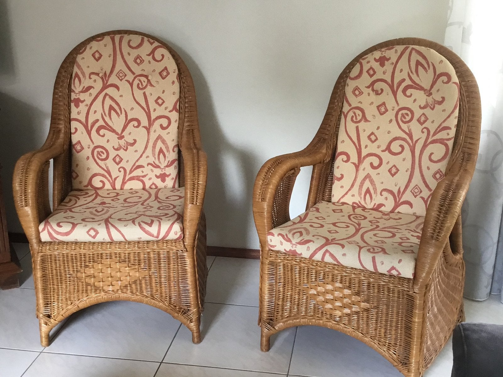 Rotan fauteuils 2x, Huis en Inrichting, Ophalen, Gebruikt, Minder dan 75 cm, Riet of Rotan