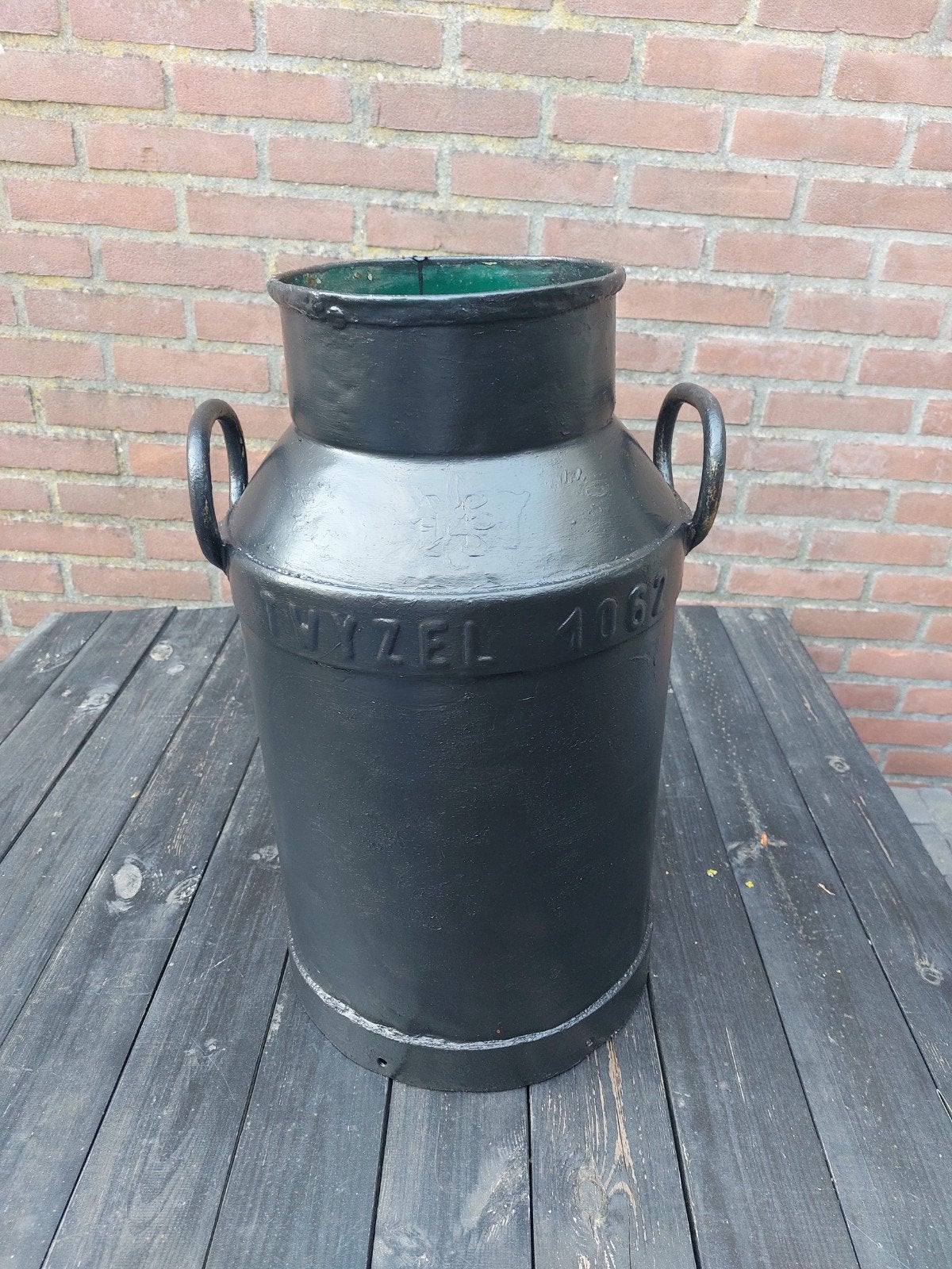 Antieke melkbus - zwart geverfd Decoratieve blikvanger, Ophalen, Gebruikt, Minder dan 30 cm, Rond